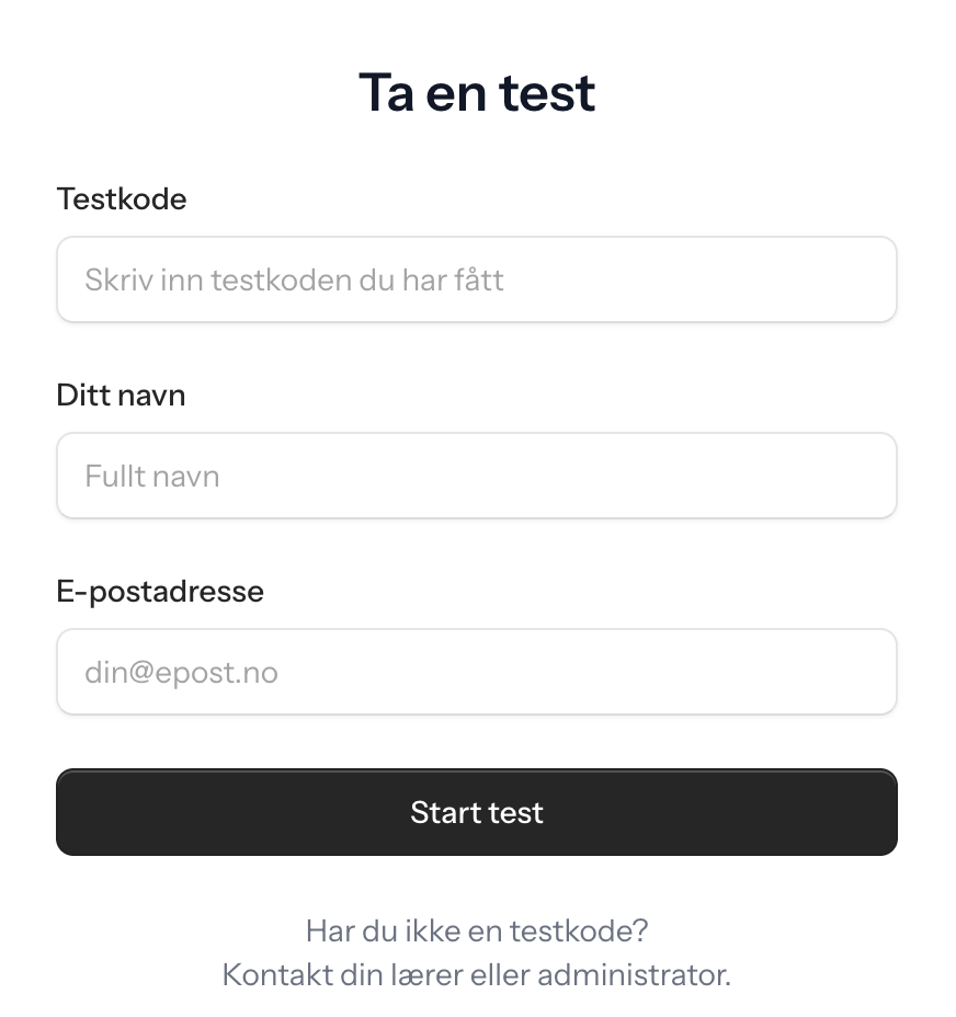 Skriv inn testkode