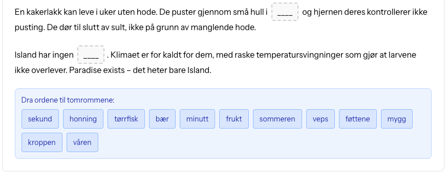 Fyll tomrom svar