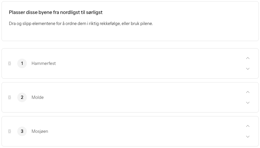 Rekkefølge svar