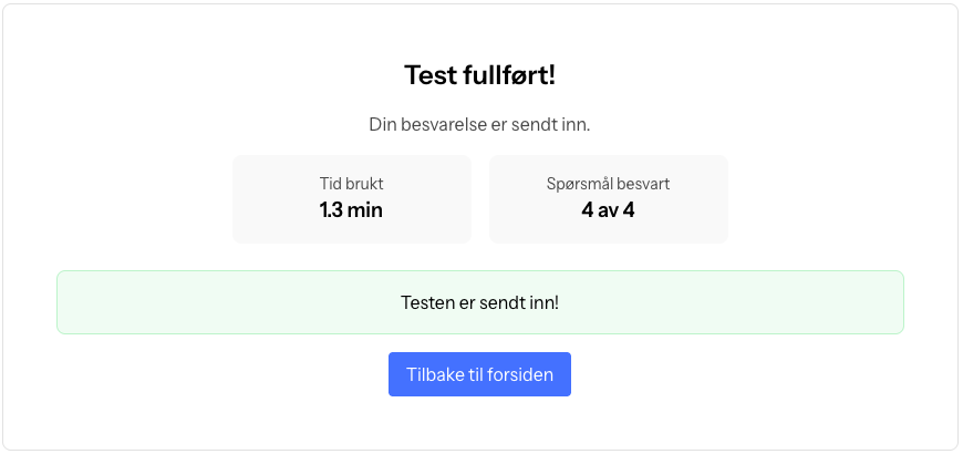 Test fullført