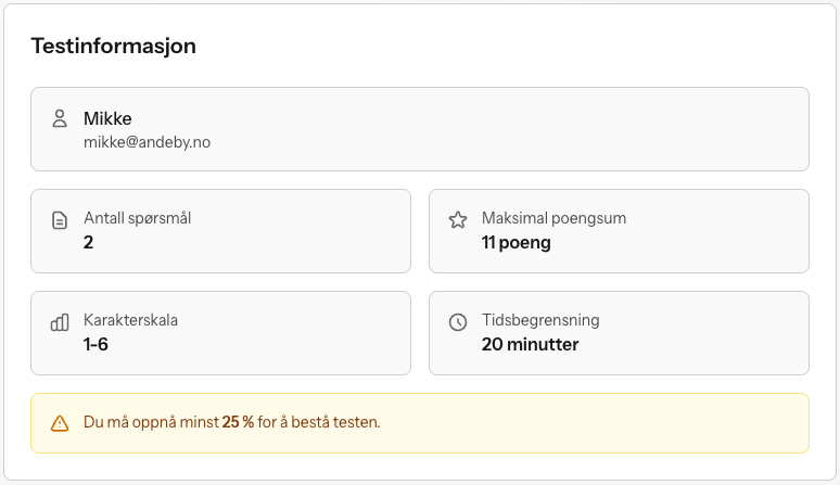 Test detaljer